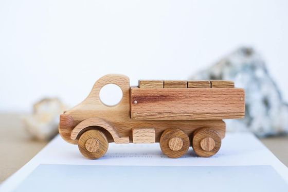 Fadeless Handmade Wooden Toys Wooden Excavator Toy With Great Textures
